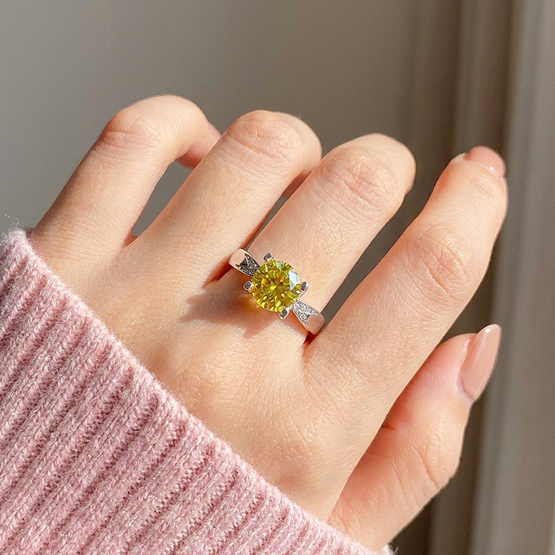 Round Cut Yellow Engagement Ring &amp; Yellow Solitaire Ring | Luxe2048