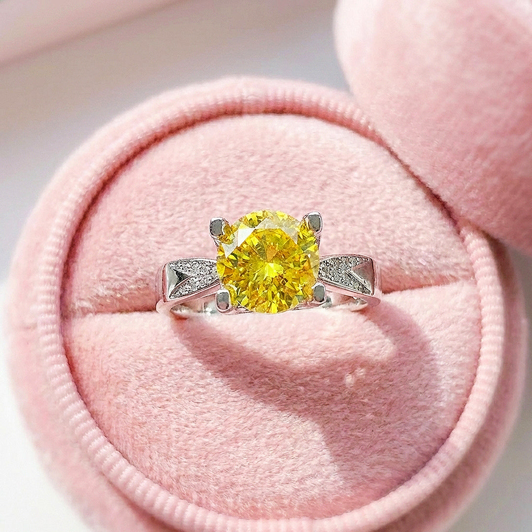 Round Cut Yellow Engagement Ring &amp; Yellow Solitaire Ring | Luxe2048