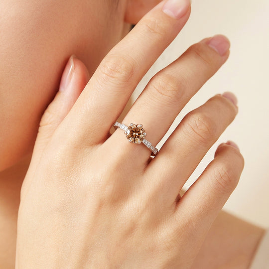 Round Cut Champagne Engagement Ring | Luxe2054 - Ring | Singapore Jewellery, Wedding Rings &amp; Gifts | Same Day Delivery | Tiara.com.sg