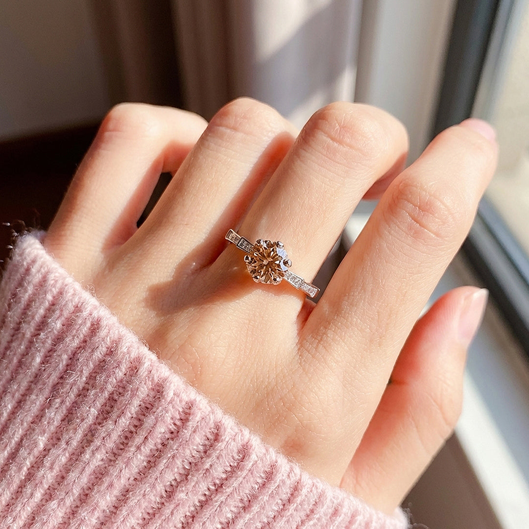 Round Cut Champagne Engagement Ring | Luxe2054 - Ring | Singapore Jewellery, Wedding Rings &amp; Gifts | Same Day Delivery | Tiara.com.sg