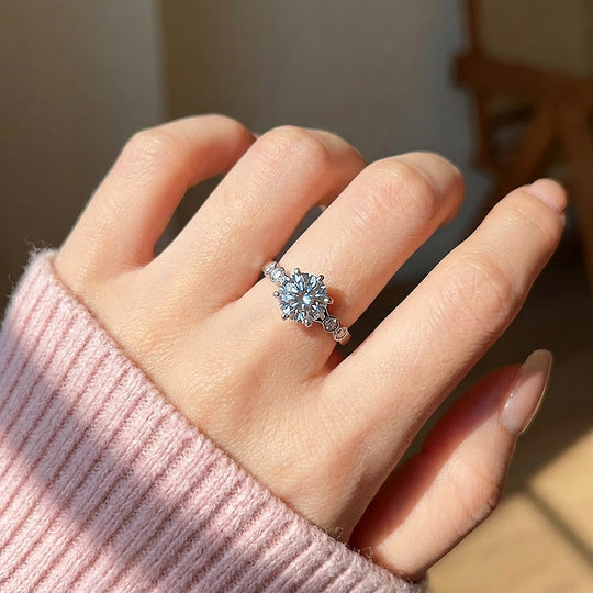 Round Cut Hexagon Band Engagement Ring | Luxe2055 - Ring | Singapore Jewellery, Wedding Rings &amp; Gifts | Same Day Delivery | Tiara.com.sg