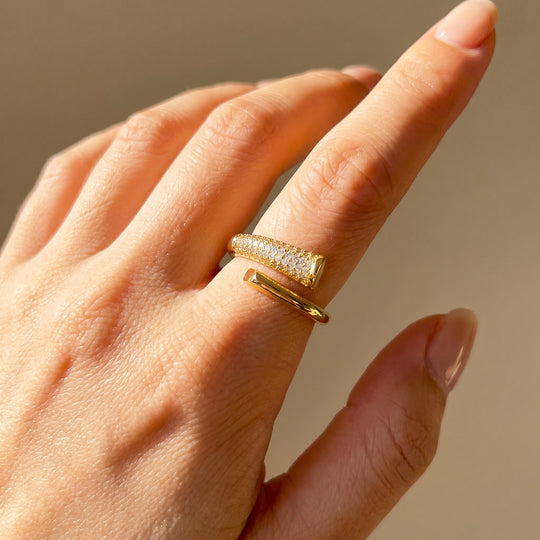 Pavé Wrap Nail Ring | Gold | Luxe2067