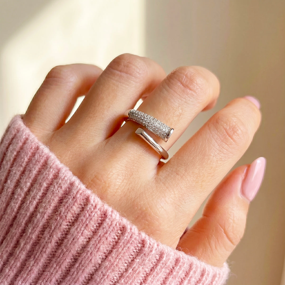 Pavé Wrap Nail Ring | White Gold | Luxe2068