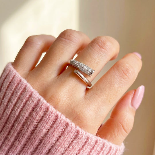 Pavé Wrap Nail Ring | White Gold | Luxe2068