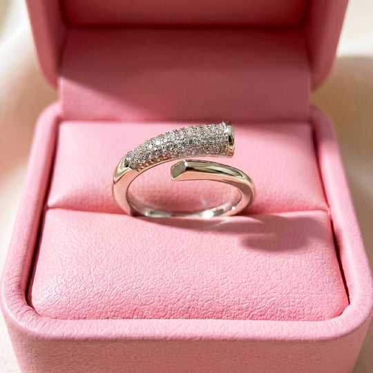 Pavé Wrap Nail Ring | White Gold | Luxe2068