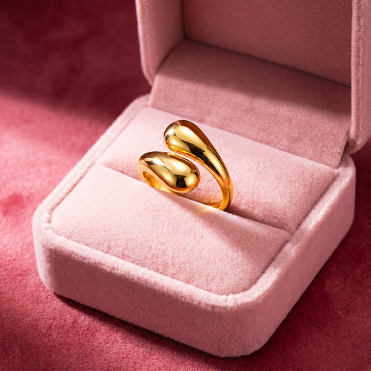 Double Teardrop Bypass Ring | Gold | Luxe2069