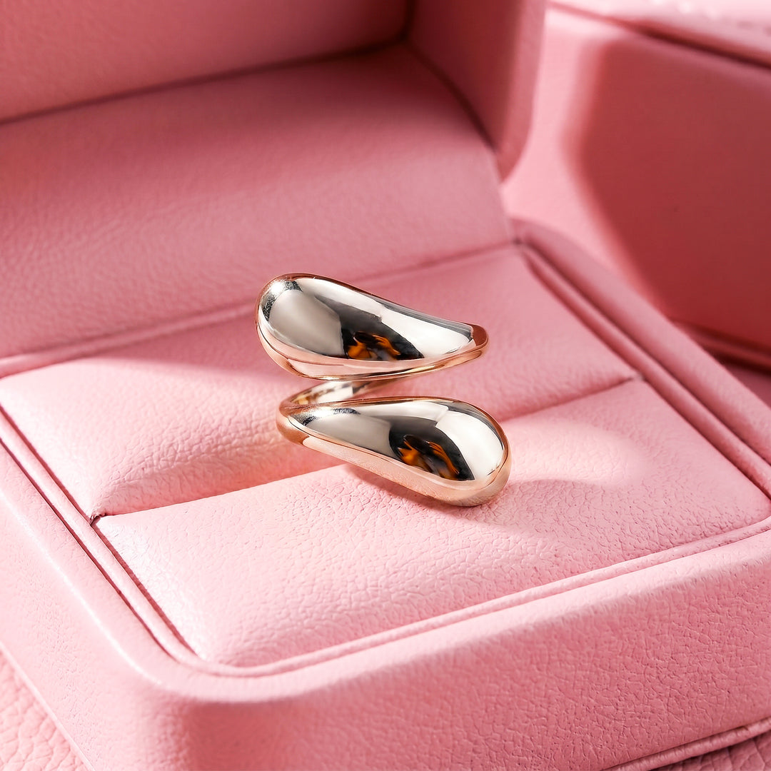 Double Teardrop Bypass Ring | White Gold| Luxe2070