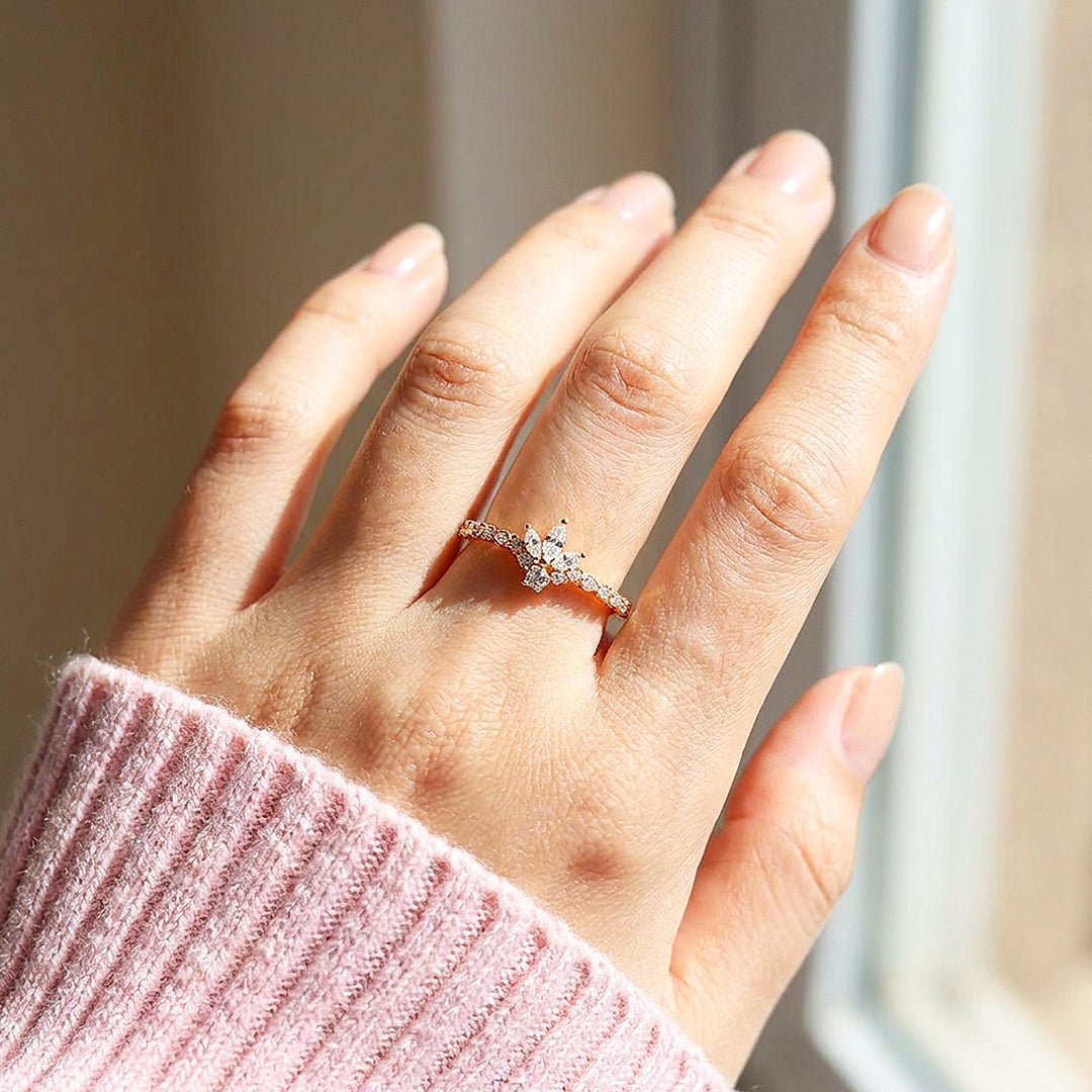 Marquise Floral Cluster Ring | Gold | Luxe2072