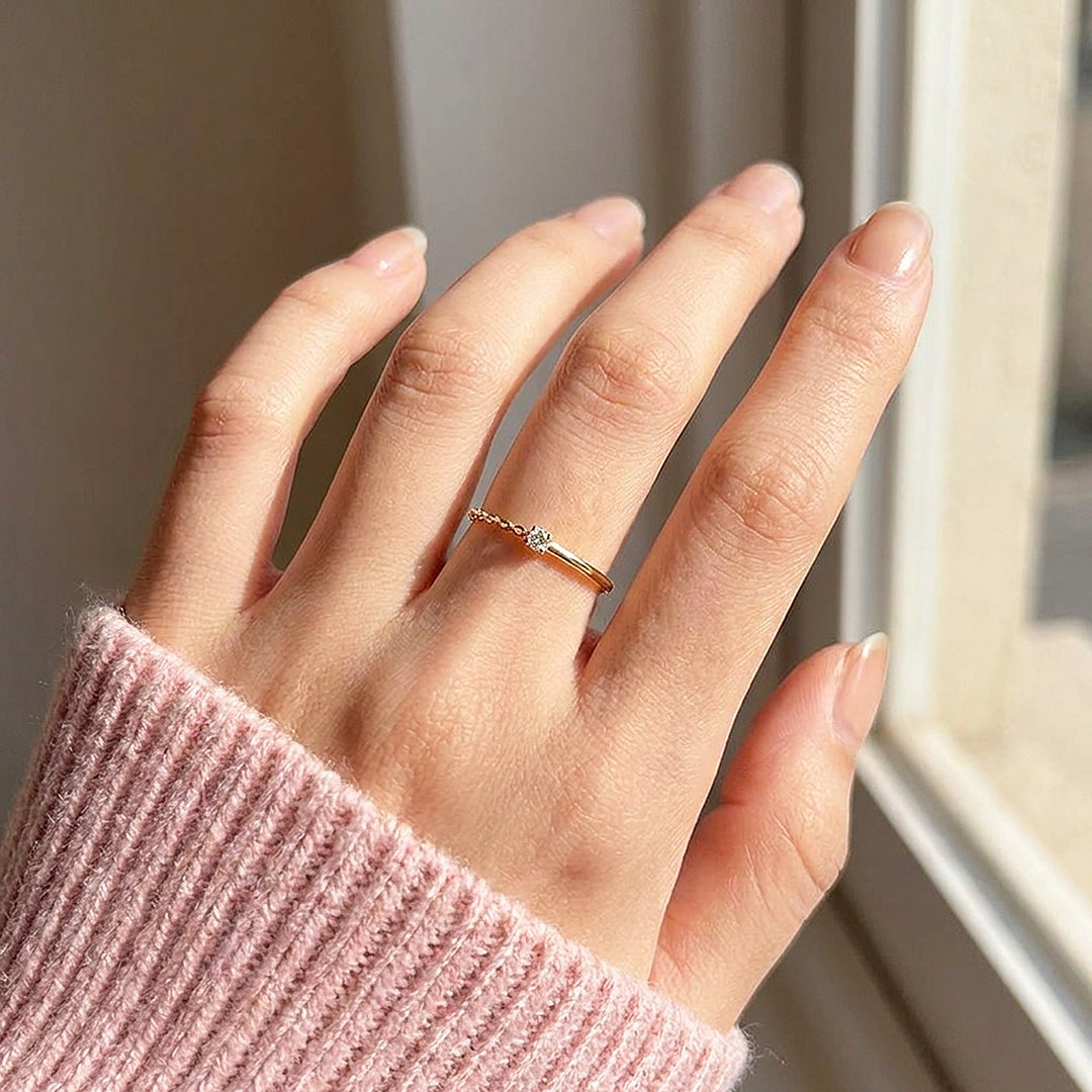 Chain Detail Solitaire Ring | Gold &amp; Silver | Luxe2078