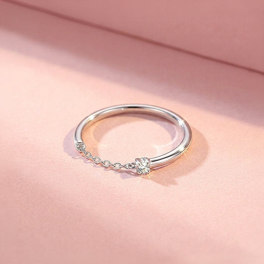 Chain Detail Solitaire Ring | Gold &amp; Silver | Luxe2078