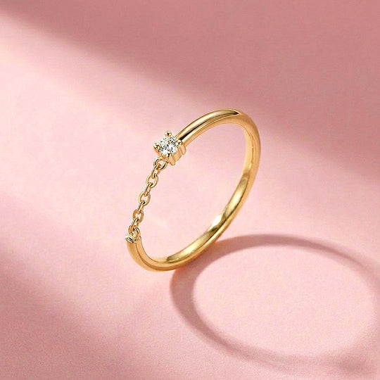 Chain Detail Solitaire Ring | Gold &amp; Silver | Luxe2078