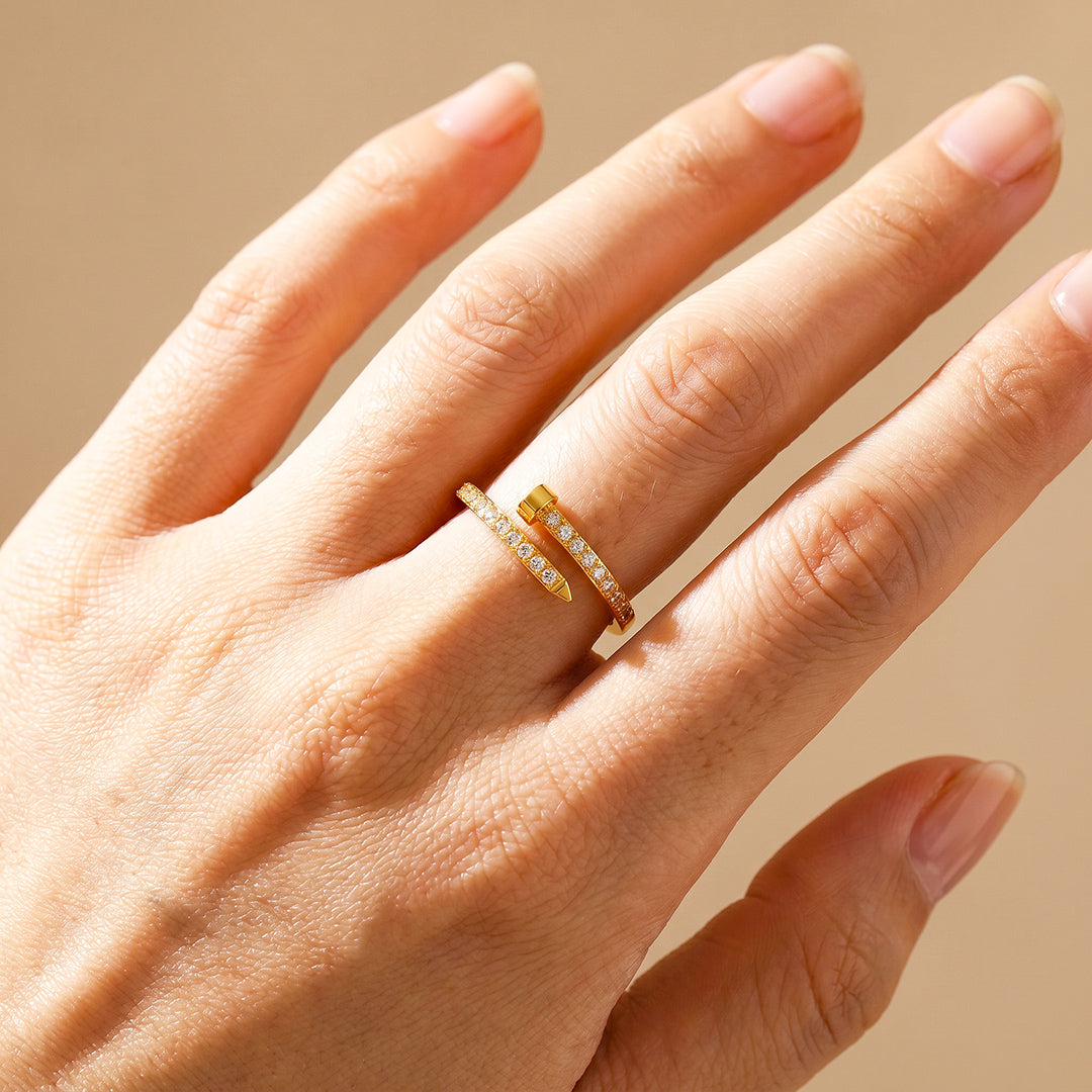 Pavé Diamond Simulant Nail Wrap Ring | Luxe2090