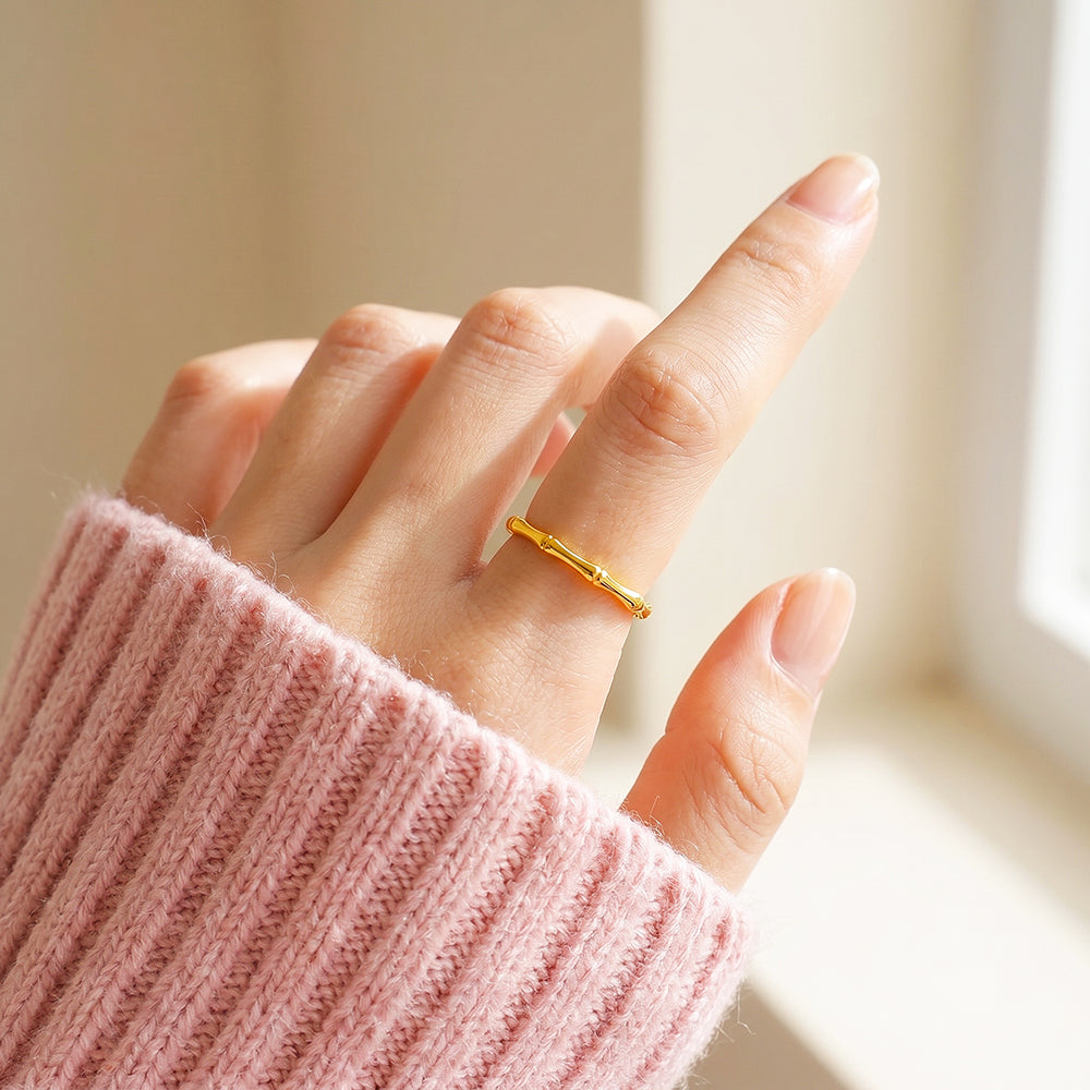 Bamboo-Textured Band Ring | Luxe2091