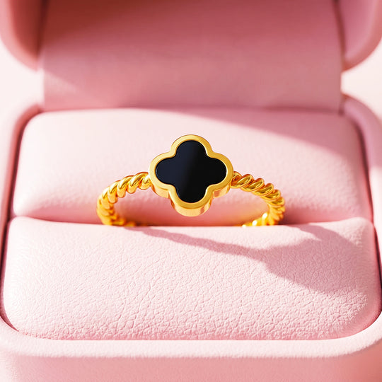 Black Clover &amp; Twisted Rope Band Ring | Luxe2094