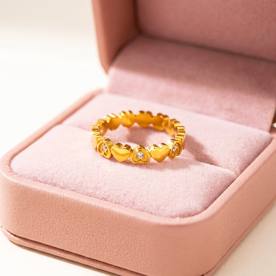 Heart &amp; Diamond Simulant Eternity Band Ring | Luxe2096
