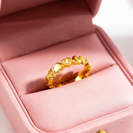 Heart &amp; Diamond Simulant Eternity Band Ring | Luxe2096