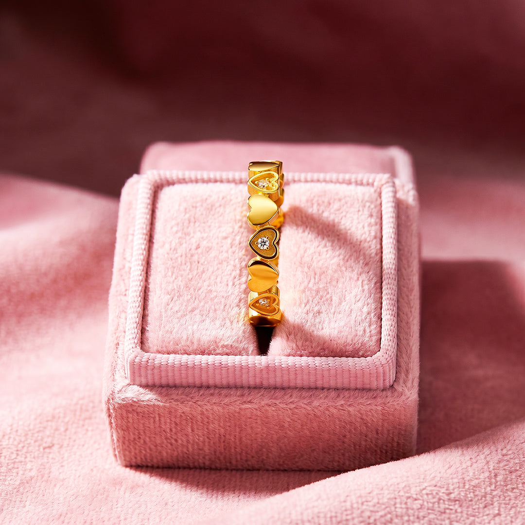 Heart &amp; Diamond Simulant Eternity Band Ring | Luxe2096
