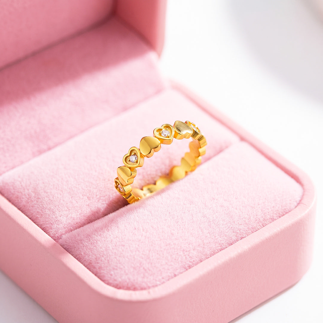 Heart &amp; Diamond Simulant Eternity Band Ring | Luxe2096