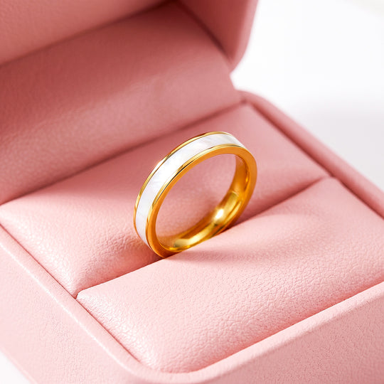 White Sea Shell Band Ring | Luxe2902