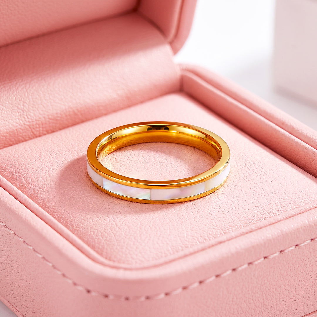 White Sea Shell Band Ring | Luxe2902