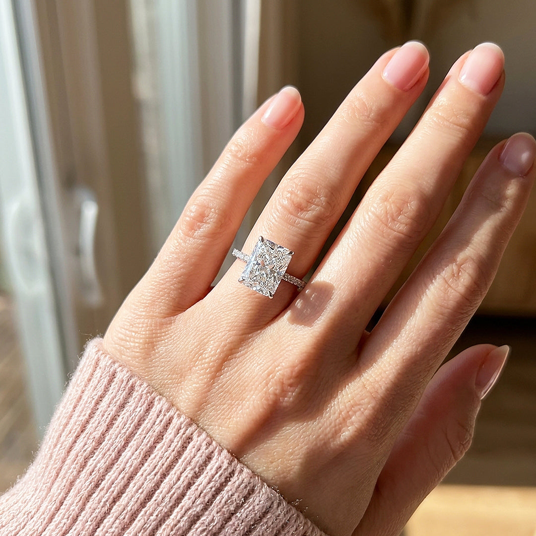 Crushed Ice Radiant Solitaire Pavé | Women&