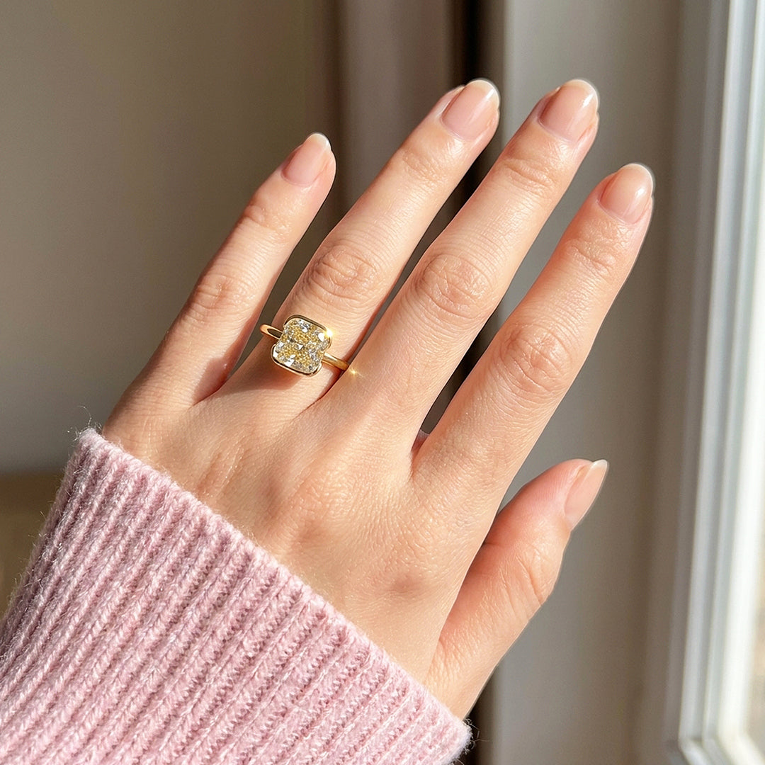 Canary Cushion-Cut Half-Bezel Solitaire | Women&
