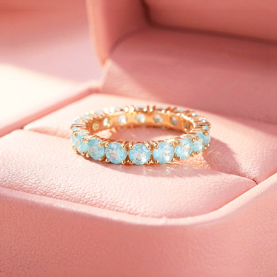 Aquamarine-Blue Round Eternity Band | Women&