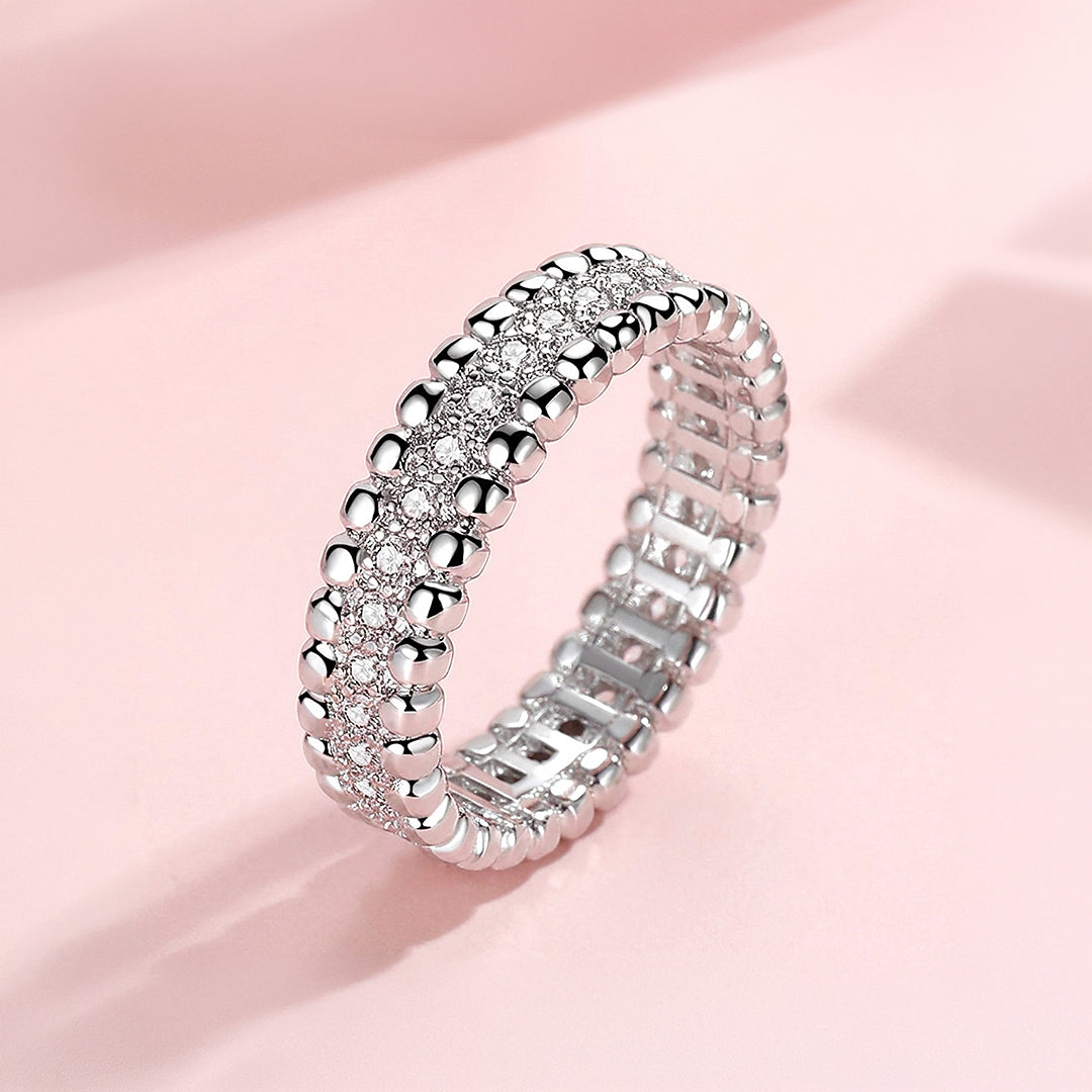 Beaded Border Micro-Pavé Eternity Band | Women&
