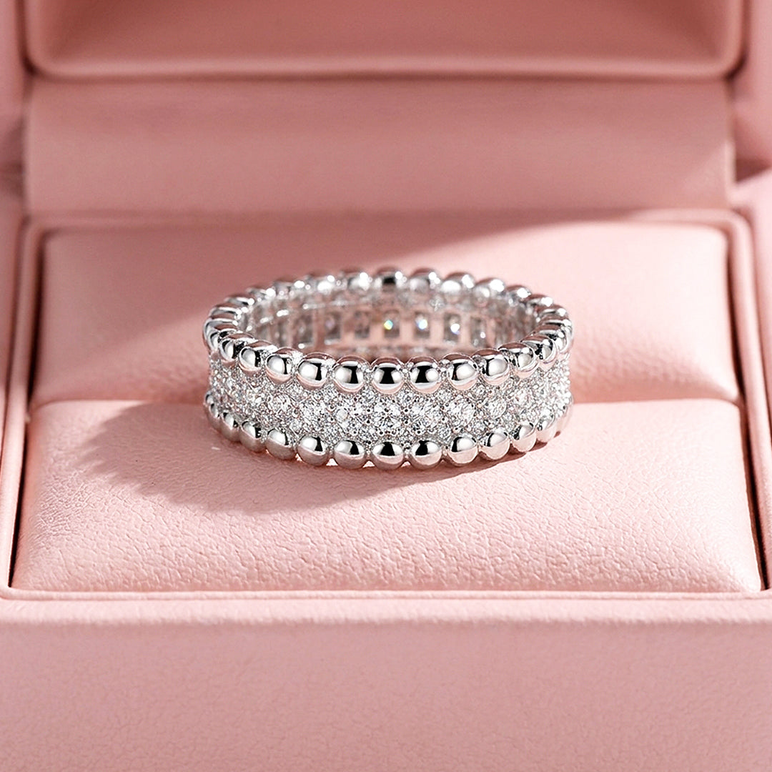 Beaded Border Micro-Pavé Eternity Band | Women&