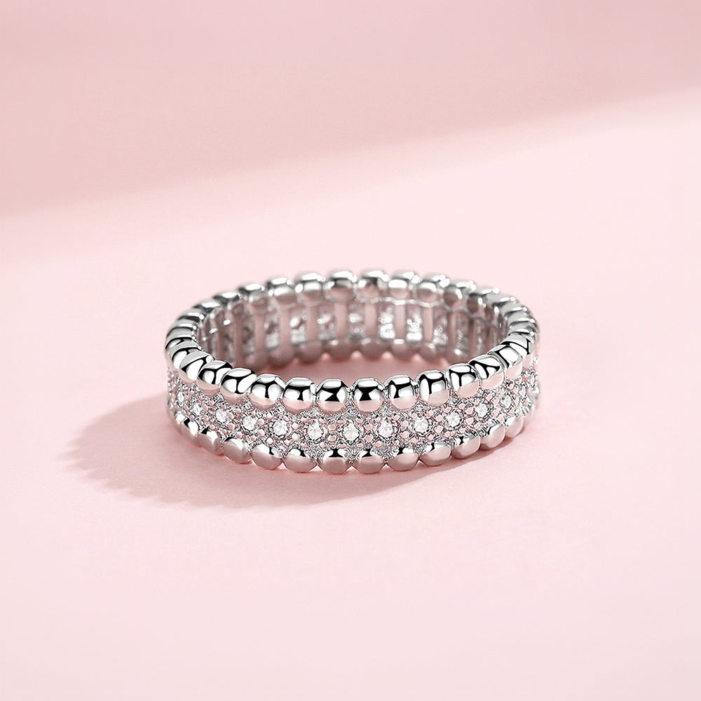 Beaded Border Micro-Pavé Eternity Band | Women's Ring | Luxe2127