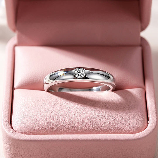 Minimalist Flush-Set Solitaire Dome Band | Women&