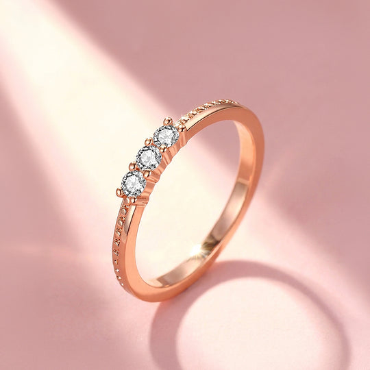 Three-Stone Round Pavé Accent Band | Women&