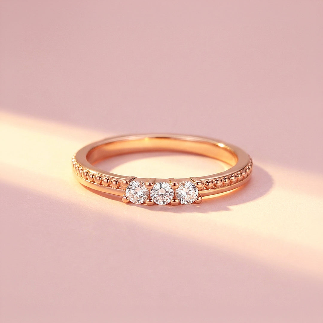 Three-Stone Round Pavé Accent Band | Women&