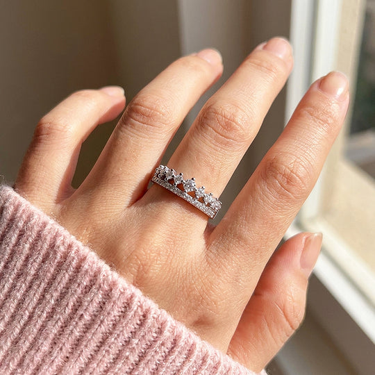 Tiara Crown Pavé Stacking Band | Women&