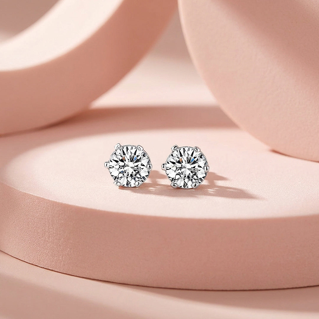 Crown-Set Solitaire Stud Earrings | Luxe2786