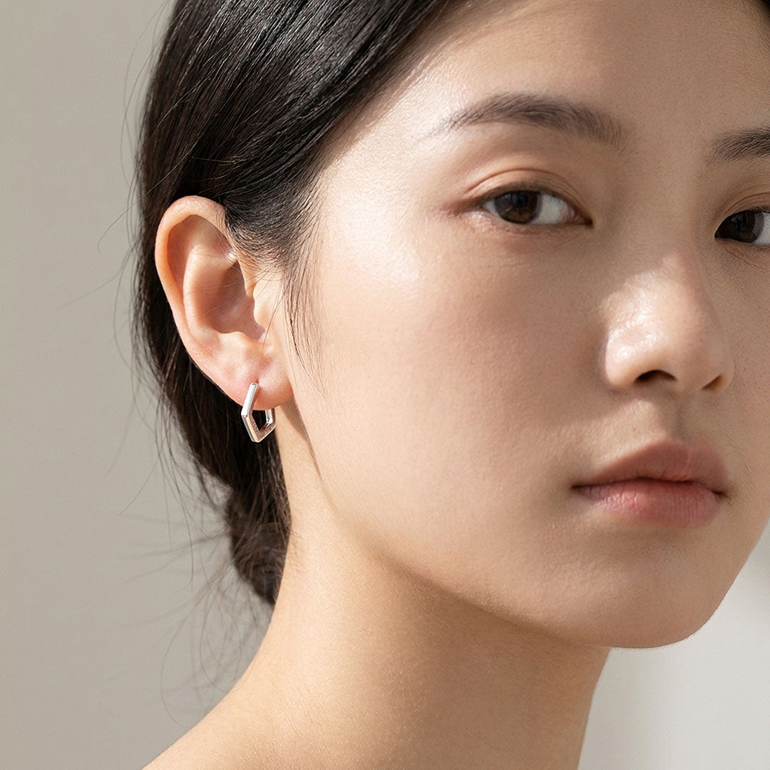 Pentagon Geometric Huggie Earrings | Luxe2903