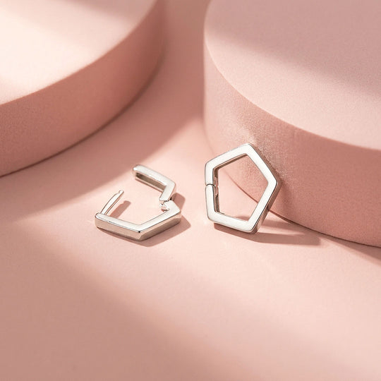 Pentagon Geometric Huggie Earrings | Luxe2903