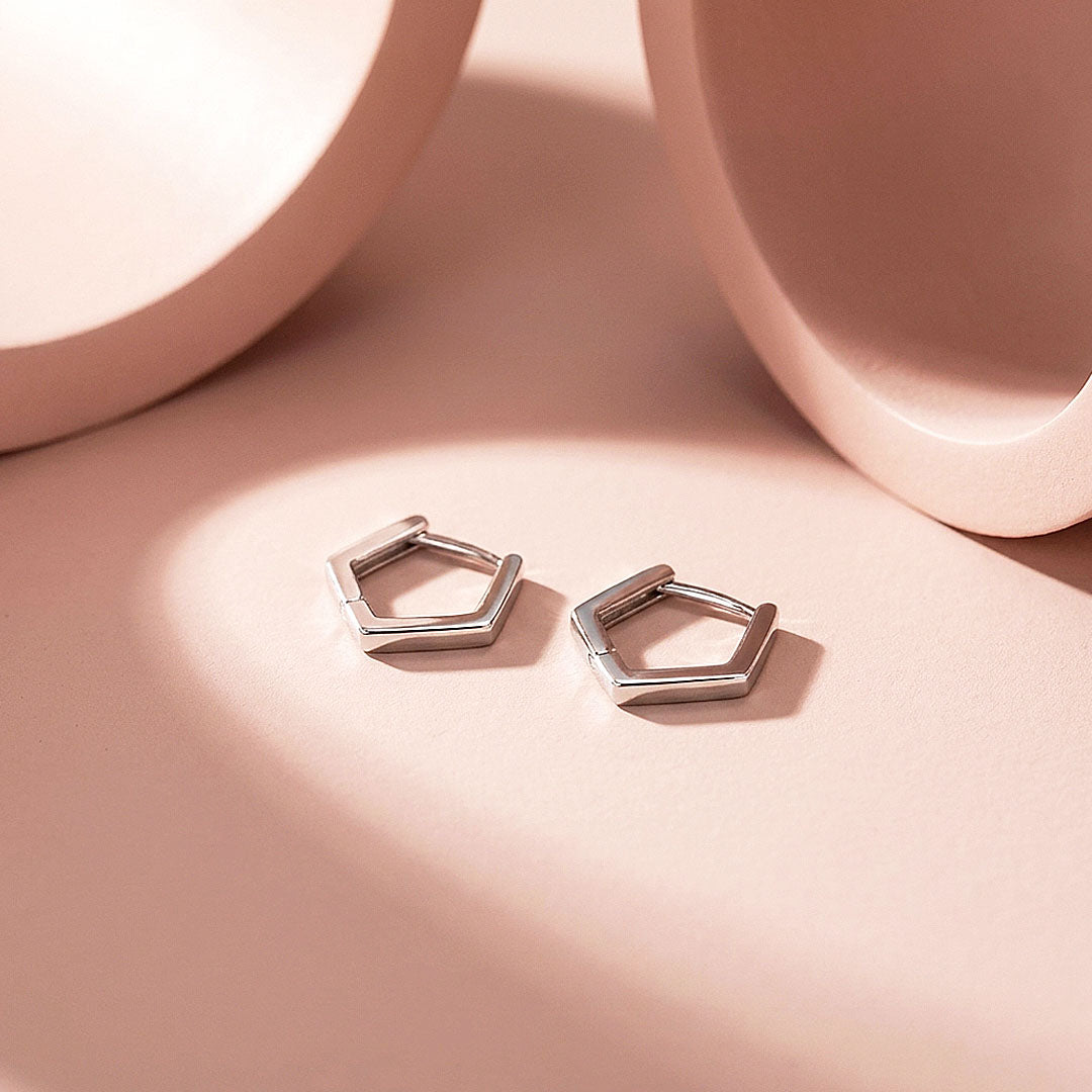 Pentagon Geometric Huggie Earrings | Luxe2903