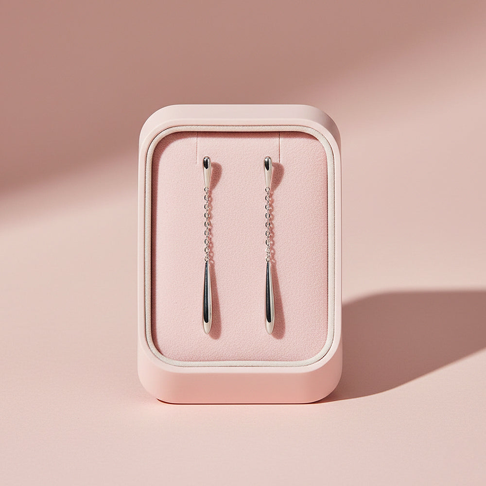 Silver Cascade Elongated Teardrop Earrings | White Gold | Luxe2968 - Luxe Earrings | Singapore Jewellery, Wedding Rings & Gifts | Same Day Delivery | Tiara.com.sg