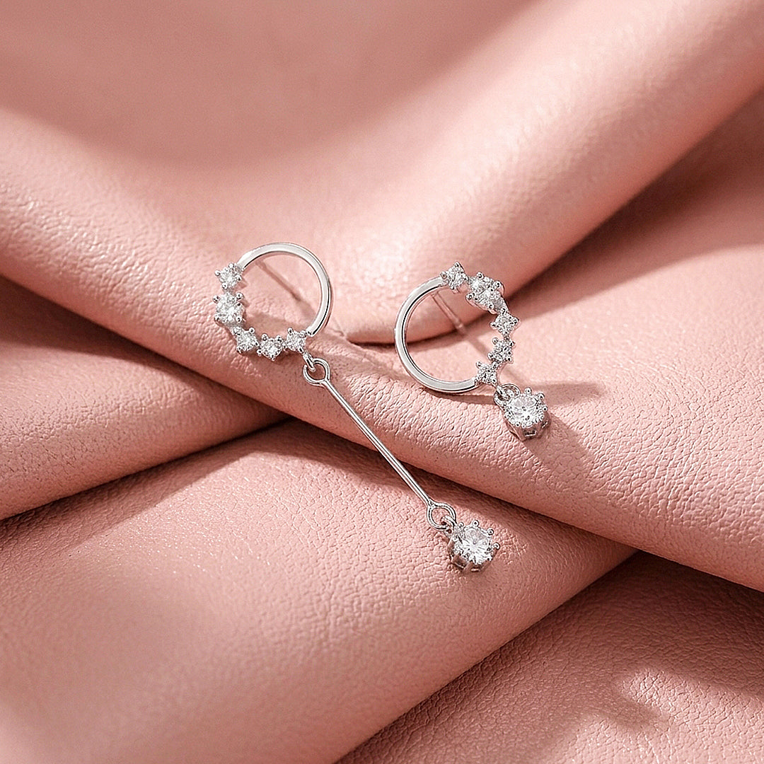 Pavé Hoop &amp; Solitaire Bar Drop Earrings | Luxe2989
