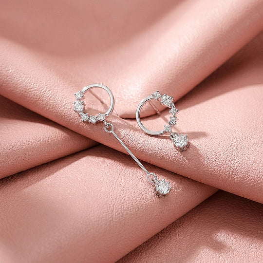 Pavé Hoop &amp; Solitaire Bar Drop Earrings | Luxe2989