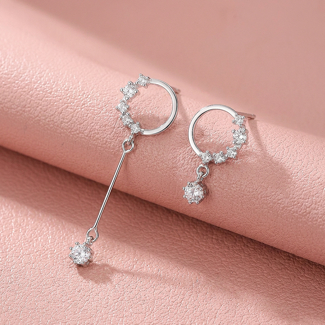 Pavé Hoop &amp; Solitaire Bar Drop Earrings | Luxe2989