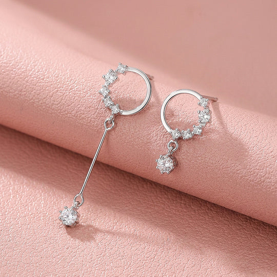 Pavé Hoop &amp; Solitaire Bar Drop Earrings | Luxe2989