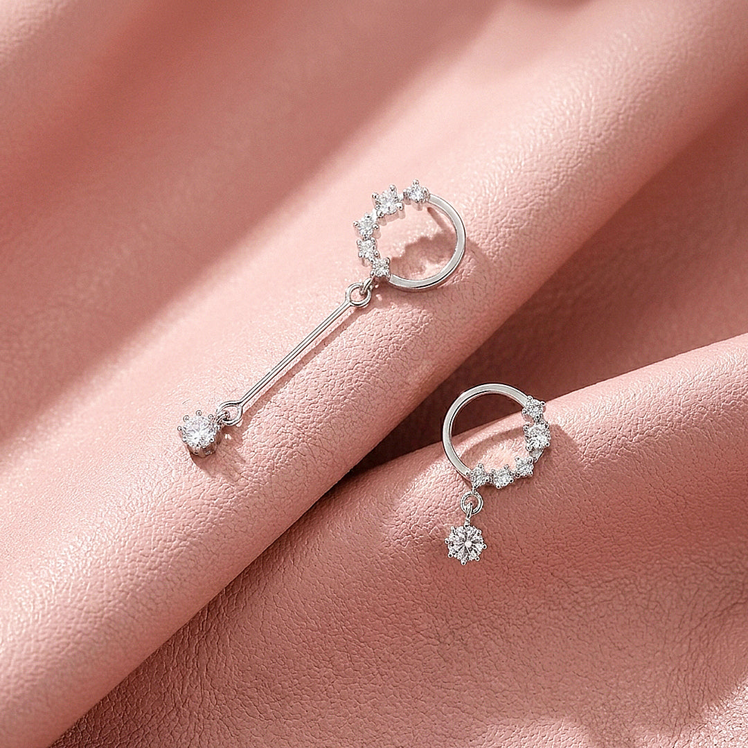 Pavé Hoop &amp; Solitaire Bar Drop Earrings | Luxe2989
