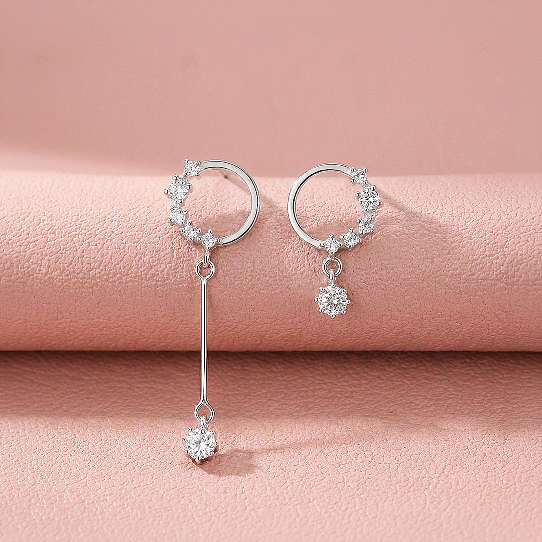 Pavé Hoop &amp; Solitaire Bar Drop Earrings | Luxe2989