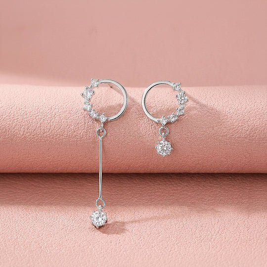 Pavé Hoop &amp; Solitaire Bar Drop Earrings | Luxe2989