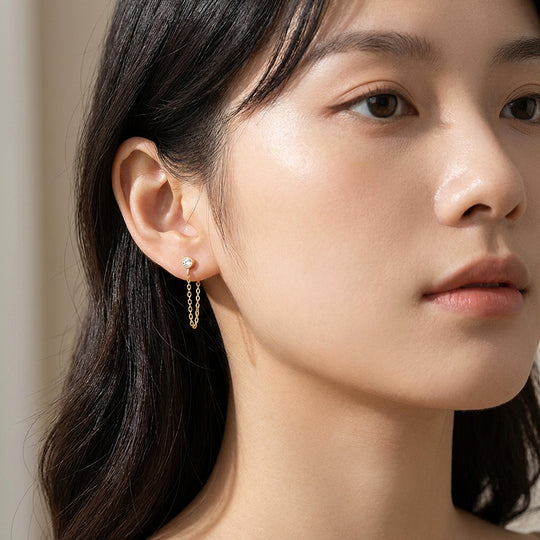 Birthstone Solitaire Chain Drop Earrings | Luxe3400