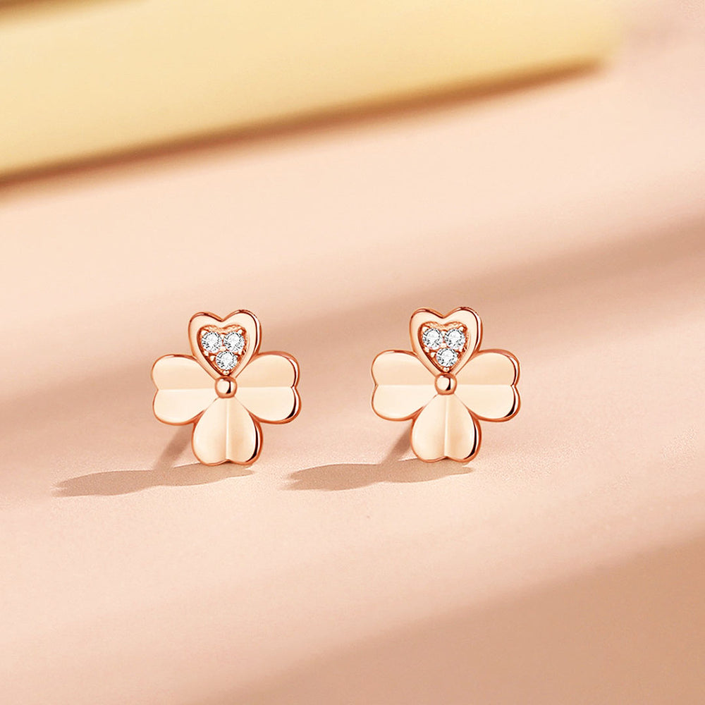 Blossom Heart Stud Earrings | White & Rose Gold | Luxe3507 - Luxe Earrings | Singapore Jewellery, Wedding Rings & Gifts | Same Day Delivery | Tiara.com.sg