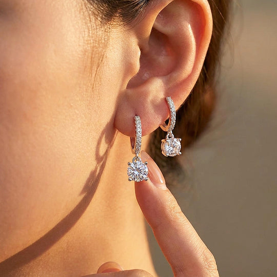 Pavé Hoop &amp; Solitaire Drop Earrings | Luxe3509