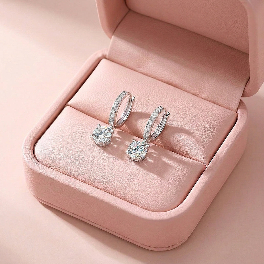 Pavé Hoop &amp; Solitaire Drop Earrings | Luxe3509